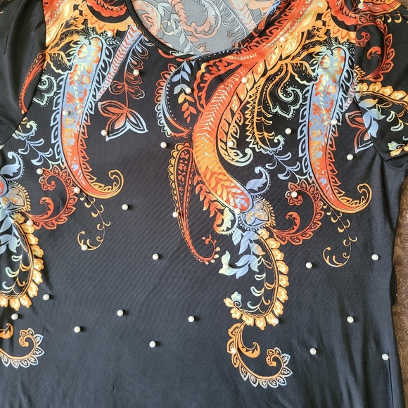 'Shein' Plus Size Floral Print Beaded Pearl Bell Sleeve Maxi Dress, Women's Plus - Picture 6 of 16